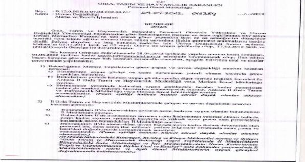 GTH Bakanlığı Ünvan Değişikliği Atama ve Tercih Genelgesi Yayınlandı