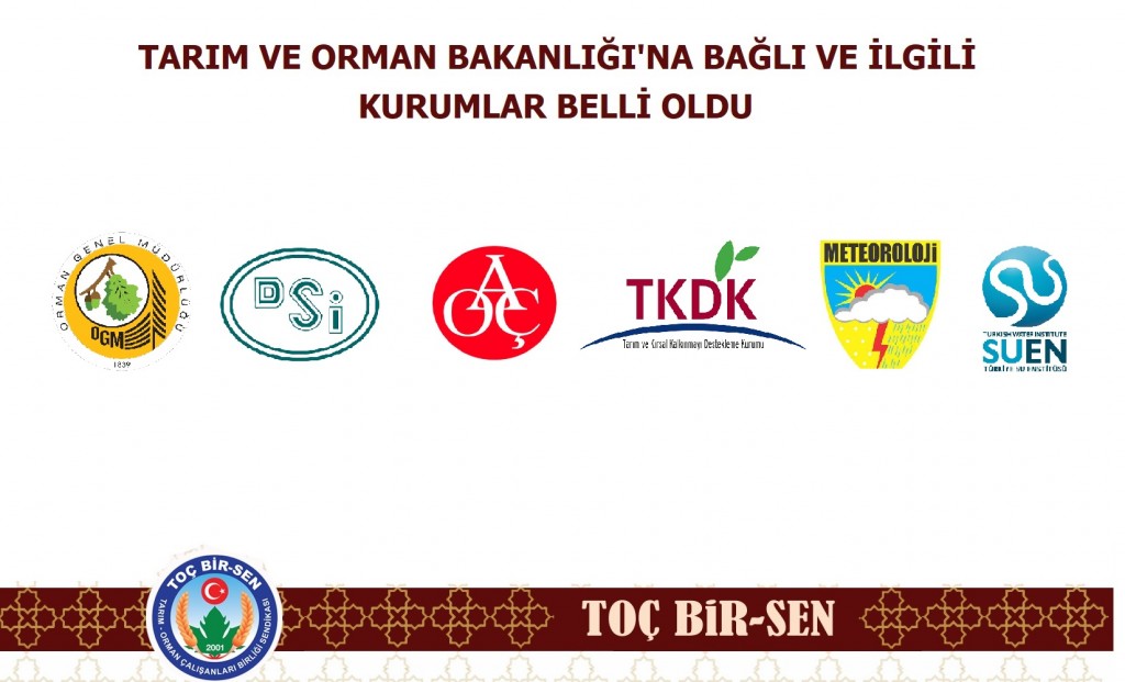 TARIM VE ORMAN BAKANLIĞI'NA BAĞLI VE İLGİLİ KURUMLAR BELLİ OLDU