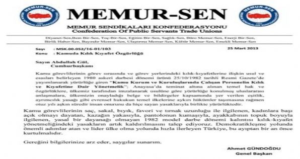 Devletin Zirvesine Kılık Kıyafet Yönetmeliği Mektubu