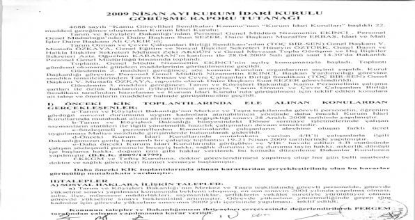 Tarım ve Köyişleri Bakanlığı Kurum İdari Kurulu Yapıldı