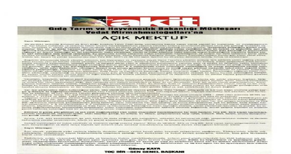 Müsteşara Açık Mektup